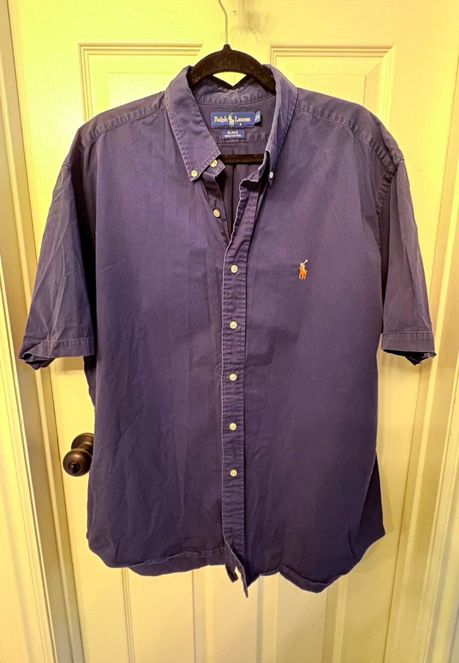 Ralph Lauren Blake Men’s XL Navy Cotton Woven Classic Fit BD Short Sleeve